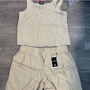 Express Cream Linen Shorts